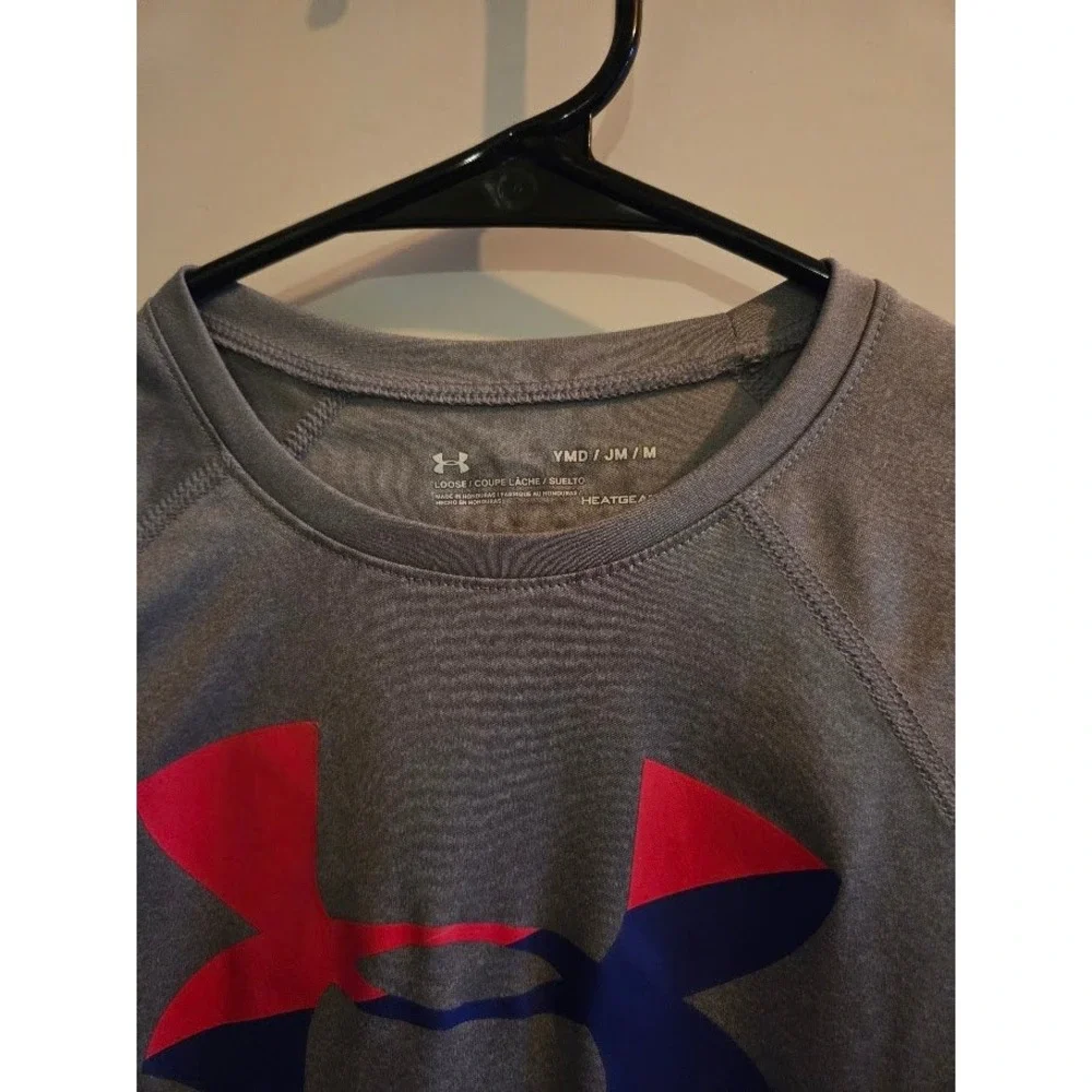 Under Armour Kids HeatGear Loose Fit Short Sleeve T-Shirt Lot of 2 Gray Blue YMD